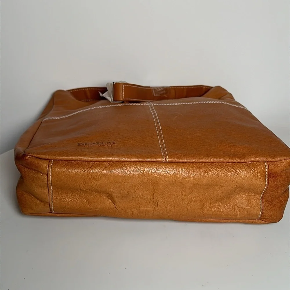 Bentley Tan Leather Laptop Bag - Sleek Crossbody Carry